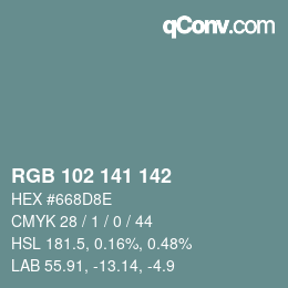 Color code: RGB 102 141 142 | qconv.com