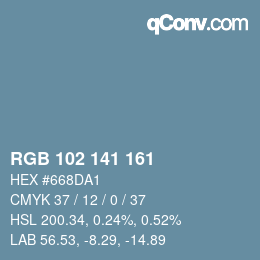 Color code: RGB 102 141 161 | qconv.com