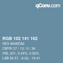 Código de color: RGB 102 141 162 | qconv.com