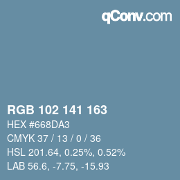 颜色代码: RGB 102 141 163 | qconv.com
