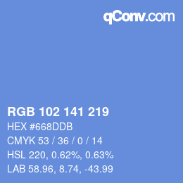 Color code: RGB 102 141 219 | qconv.com