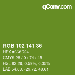 Color code: RGB 102 141 36 | qconv.com