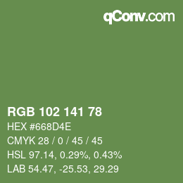 Color code: RGB 102 141 78 | qconv.com