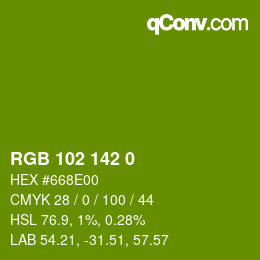 Color code: RGB 102 142 0 | qconv.com