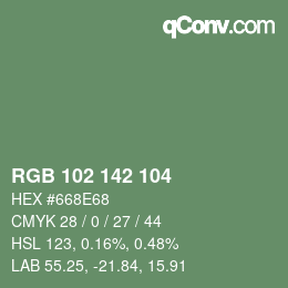 Color code: RGB 102 142 104 | qconv.com