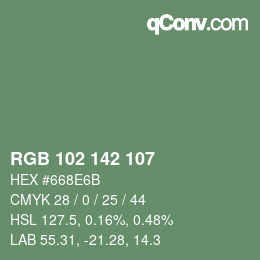 Color code: RGB 102 142 107 | qconv.com