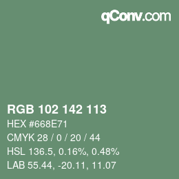 Color code: RGB 102 142 113 | qconv.com