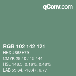 Color code: RGB 102 142 121 | qconv.com