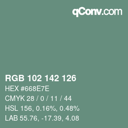 Color code: RGB 102 142 126 | qconv.com