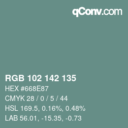 Color code: RGB 102 142 135 | qconv.com