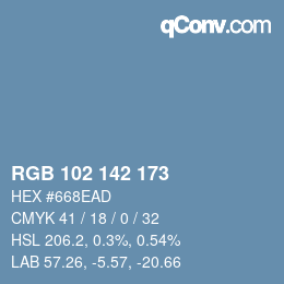 Color code: RGB 102 142 173 | qconv.com