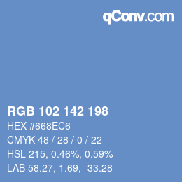 Color code: RGB 102 142 198 | qconv.com