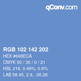 Color code: RGB 102 142 202 | qconv.com