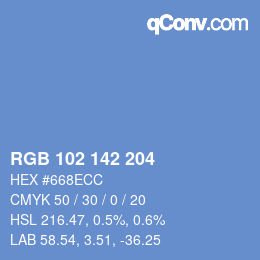 Color code: RGB 102 142 204 | qconv.com