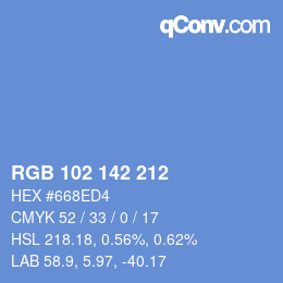 Color code: RGB 102 142 212 | qconv.com