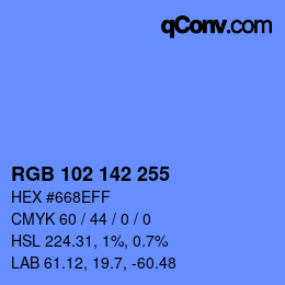Color code: RGB 102 142 255 | qconv.com