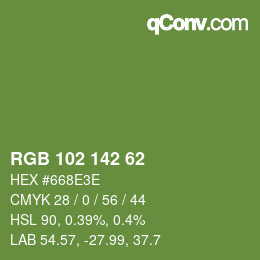Color code: RGB 102 142 62 | qconv.com