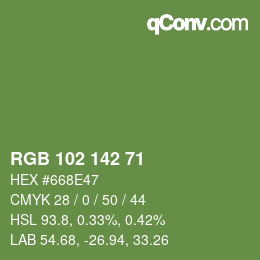 カラーコード: RGB 102 142 71 | qconv.com