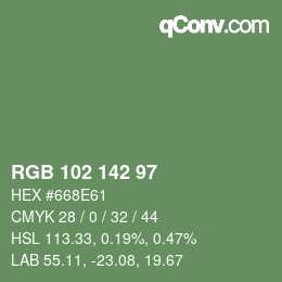 Farbcode: RGB 102 142 97 | qconv.com