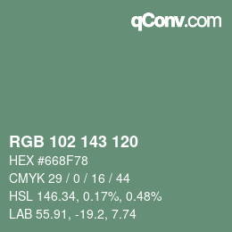 Color code: RGB 102 143 120 | qconv.com