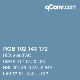 Color code: RGB 102 143 172 | qconv.com