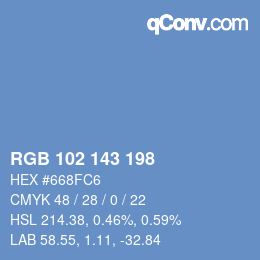 Color code: RGB 102 143 198 | qconv.com
