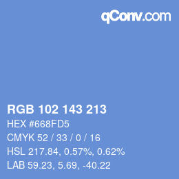 Color code: RGB 102 143 213 | qconv.com