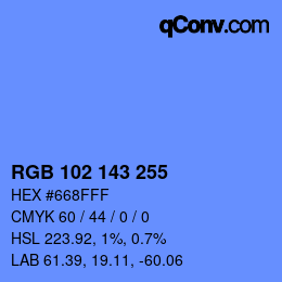 Color code: RGB 102 143 255 | qconv.com