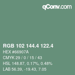 カラーコード: RGB 102 144.4 122.4 | qconv.com