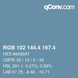 カラーコード: RGB 102 144.4 167.4 | qconv.com