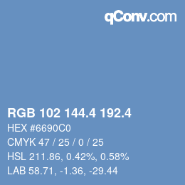 カラーコード: RGB 102 144.4 192.4 | qconv.com