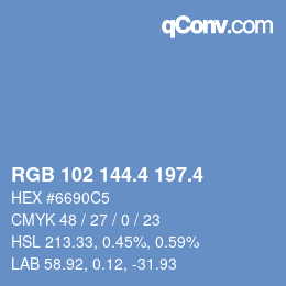 カラーコード: RGB 102 144.4 197.4 | qconv.com