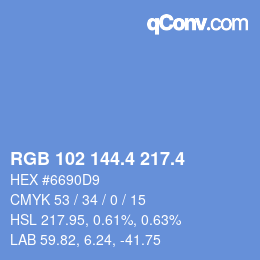 カラーコード: RGB 102 144.4 217.4 | qconv.com