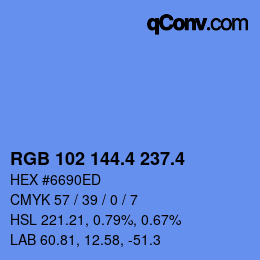 カラーコード: RGB 102 144.4 237.4 | qconv.com