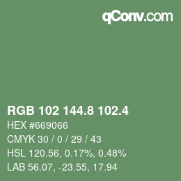 カラーコード: RGB 102 144.8 102.4 | qconv.com