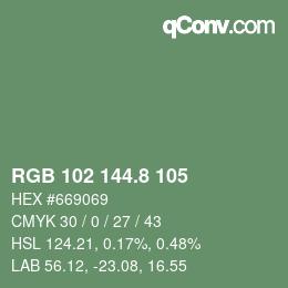 カラーコード: RGB 102 144.8 105 | qconv.com