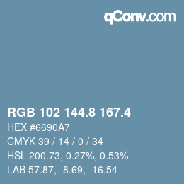カラーコード: RGB 102 144.8 167.4 | qconv.com