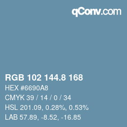 カラーコード: RGB 102 144.8 168 | qconv.com