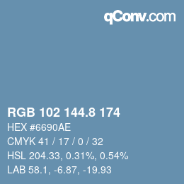 カラーコード: RGB 102 144.8 174 | qconv.com