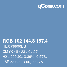 カラーコード: RGB 102 144.8 187.4 | qconv.com