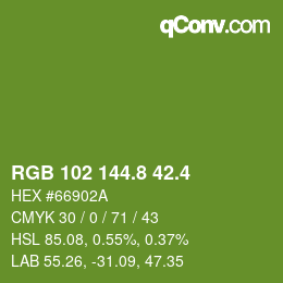 カラーコード: RGB 102 144.8 42.4 | qconv.com