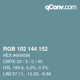 Color code: RGB 102 144 152 | qconv.com