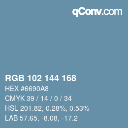Color code: RGB 102 144 168 | qconv.com