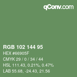 Color code: RGB 102 144 95 | qconv.com