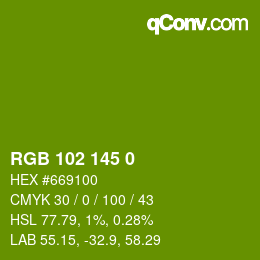 Color code: RGB 102 145 0 | qconv.com