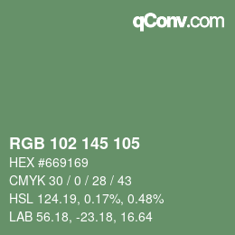 Color code: RGB 102 145 105 | qconv.com