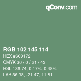 Color code: RGB 102 145 114 | qconv.com
