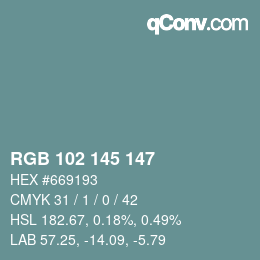 Color code: RGB 102 145 147 | qconv.com