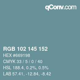 Color code: RGB 102 145 152 | qconv.com