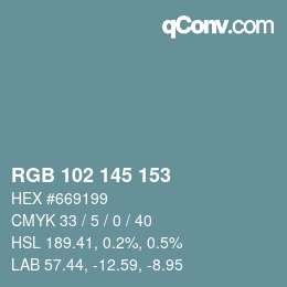 Farbcode: RGB 102 145 153 | qconv.com